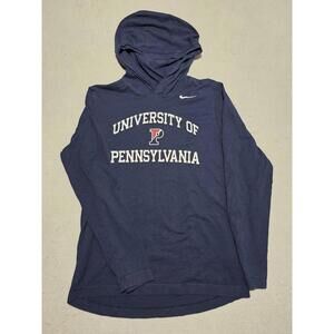 Nike University of Pennsylvania Penn Quakers Hoodie Tee Long Sleeve Navy Blue XL